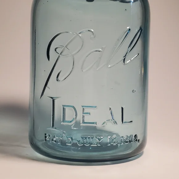 BALL Ideal Canning / Mason Jar 1 Quart Aqua Blue Mold #4 Vintage 1923 To 1933 - Picture 3 of 13